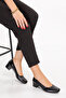 Women's Black Leather Light Heeled Shoes - 2