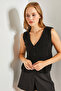 Women's Black Buttoned Patterned Knitwear Vest 40931003 - 6