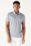 Men's Navy Blue-white Easy-Iron Slim Fit Narrow Cut Polo Neck Short Sleeve Jacquard T-Shirt - 4