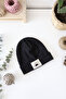 Ribbed Black Beret with Sun Label - 3