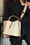S3 Medium Size Embossed Printed Women's Shoulder Bag - 4 Compartments, Lock Detail, Cream Combination 4002 - 2