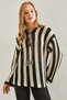 Women's White Black Striped Front Tie Openwork Knitwear Sweater 20234916 - 4