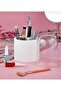 White 7 Compartment Makeup Brush and Cosmetic Organizer with Transparent Protection Cover - 3