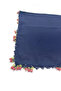 Cotton Handcrafted Cherry Embroidered Beaded Navy Scarf High Quality Writing 100X100Cm - 2