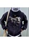 Killer Girl Vicinity Printed Oversize Zippered Black Unisex Hooded Cardigan