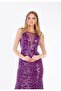 Women's Sequined Sequin Long Fish Model Evening Dress or Graduation DressPurple - 3