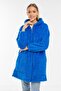 Women's Cobalt Blue Long Fleece Cardigan - 2