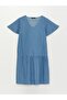 V-Neck Short Sleeve Maternity Jean Dress