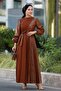 Liyan Belted Leather Dress 590 - Tan