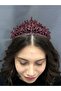 Wedding Material Burgundy Crystal Stone Antique Black Detailed Henna Crown – Magnet, Gift, Ornamental Accessory
