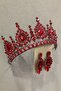 مجموعة مواد الزفاف Ahu Live Red Bridal، تاج Henna وأقراط - مغناطيس، هدية، إكسسوارات زينة - 3