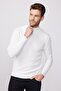 Men's Slim Fit Narrow Cut Half Turtleneck Patterned White Sweater