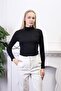 Women's Black Cotton Turtleneck Turtleneck Sweater