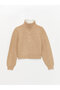 High Collar Plain Long Sleeve Women's Knitwear Sweater - 2