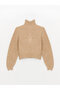 High Collar Plain Long Sleeve Women's Knitwear Sweater - 3