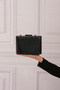 Women's Black Fabric Evening Dress Clutch Portfolio Bag