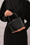 Women's Black Fabric Evening Dress Clutch Portfolio Bag - 4