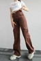 Hayley Women's Brown Cargo Pocket Extra High Waist Palazzo Jean without Back Pocket - 2