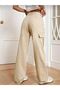 Stone Women's Beige Extra High Waist Palazzo Jean with Cargo Pocket and No Back Pocket - 4