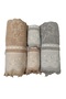 4-Piece Fringed Turkish Bath Set, Bath and Head Towel - Brown&grey