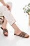 Women's Casual Slippers Leopard Weave Straw Knitted Stylish Summer Home Beach Vacation Business Office Slippers - 3