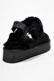 Olessa Black Genuine Leather Suede Women's Fur Slippers - 5