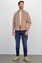 Men's Regular Fit Comfortable Cut Corduroy Look Buttoned Collar Pocketed Light Brown Jacket Shirt - 5