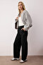 Siyah Barrel Kalıp %100 Pamuk Gabardin Pantolon TWOAW26PL00084