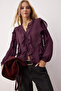 Bordo Volanlı Boho Yarı Transparan Gömlek TWOAW26GO00045 - 2