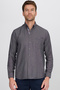 Men's Classic Fit Regular Cut Long Sleeve Cotton Oxford Texture Single Pocket Black Button down Collar Shirt - 4