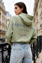 Mint Back Print Detailed Hooded Thick Inside Fleece Knitted Sweatshirt TWOAW22SW0711