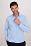 Men's Regular Fit Classic Cut Cotton Single Pocket Dobby Blue Shirt