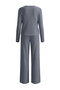Mavi Pamuklu Hırka Fırçalı Yumuşak Tuşe Fitilli Örme Pijama Takımı THMAW26PT00216 - 3
