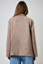 Mink Single Pocket Faux Suede Jacket with Stitching Detail Alc-X14404 - 5