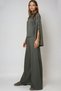 Women's Khaki Slit Sleeve Button Detailed Blouse and Pants Set Alc-X14681