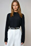 Black Stand Collar Bat Sleeve Wrap Blouse Alc-X14674 - 3