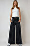 Black Double Pocket Faux Leather Wide Leg Pants Alc-X14682 - 3