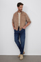 Men's Regular Fit Comfortable Cut Corduroy Look Buttoned Collar Pocketed Light Brown Jacket Shirt - 4