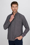 Men's Classic Fit Regular Cut Long Sleeve Cotton Oxford Texture Single Pocket Black Button down Collar Shirt