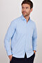 Men's Regular Fit Classic Cut Cotton Single Pocket Dobby Blue Shirt - 5
