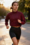 Burgundy Brushed Soft Fabric Sports Knitted Sweatshirt Thmaw26Sw00001