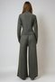 Women's Khaki Mock Neck Blouse with Tie Detail and Double Pocket Pants Set Alc-X14678 - 5