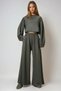 Women's Khaki Balloon Sleeve Elastic Waist Blouse and Double Pocket Pants Set Alc-X14675 - 2