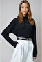 Black Stand Collar Bat Sleeve Wrap Blouse Alc-X14674 - 2