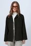 Women's Black Single Pocket Stitching Detail Faux Suede Jacket Alc-X14404
