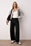 Siyah Barrel Kalıp %100 Pamuk Gabardin Pantolon TWOAW26PL00084 - 2