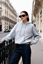 Gri Melanj Kalın İçi Polarlı Oversize/Geniş Kalıp Kapüşonlu Basic Örme Sweatshirt TWOAW24SW00103 - 2