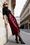 Bordo Saten A Kesim/Çan Form Etek TWOAW24ET00088