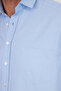 Men's Regular Fit Classic Cut Cotton Single Pocket Dobby Blue Shirt - 3