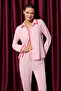 Pembe Şerit Detaylı Viskon Dokuma Pijama Takımı THMAW26PT00144